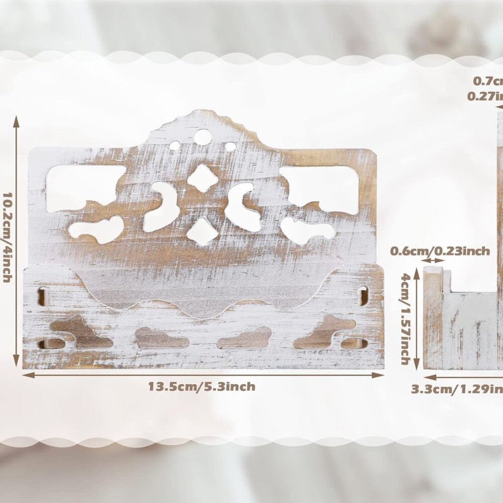 2 Vintage Business Card Holder Display Wooden Open Card Stand